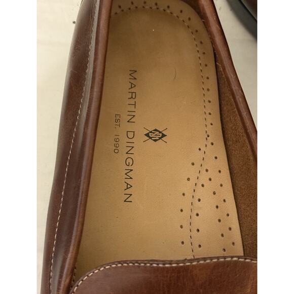 Martin Dingman Brown Leather Penny Loafers Men’s 11.5 Made in Brazil Dress Shoes - Picture 9 of 11